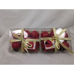 Set of 6 Ladybug Shaped Candles Red Bug Insect in Original Box 2.5" x 2.5" x 2"
